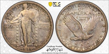 1917-D 25C Type 2 XF40