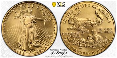 1986 $10 Gold Eagle MS70