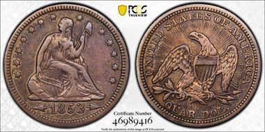 1853 25C Arrows and Rays VF30