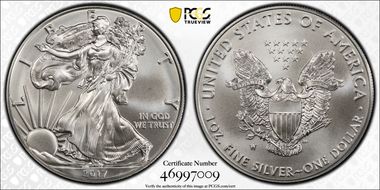 2017-W $1 Burnished Silver Eagle SP69