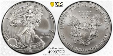 2018-W $1 Burnished Silver Eagle SP69