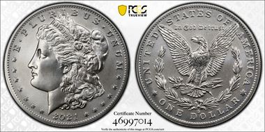 2021-O Privy $1 Morgan Dollar 100th Anniversary MS70