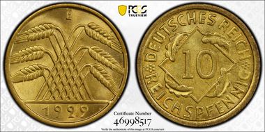 1929-E 10 Rcpfg J-317 MS66