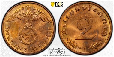 1938-F 2 Pfg J-362 MS64RB