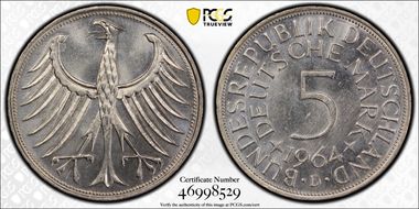 1964-D 5 Mk J-387 MS64