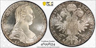 "1780"-S.F. Thaler Modern Restrike (1853-Present) MS68