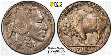 1917-S 5C AU58