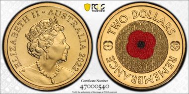 2022-C $2 Remembrance Day Colorized MS68