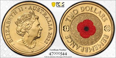 2022-C $2 Remembrance Day Colorized MS68