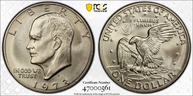 1973-S $1 Silver MS67