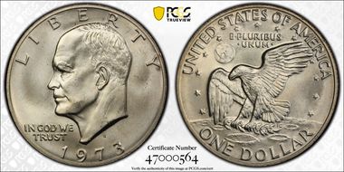 1973-S $1 Silver MS67