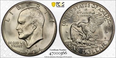1974-S $1 Silver MS67