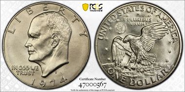1974-S $1 Silver MS67
