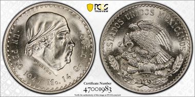 1947-Mo Peso KM-456  Ag MS66