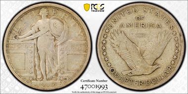 1917-S 25C Type 1 VF25