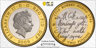 2009 £2 S-K24 Robert Burns Ag PR67DCAM