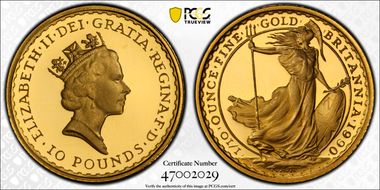 1990 £10 S-BGC1 Britannia 1/10oz Au PR67DCAM