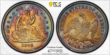 1840-O 25C No Drapery AU50