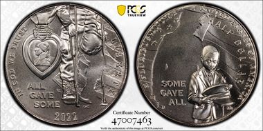 2022-D 50C National Purple Heart Hall of Honor MS69