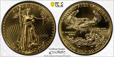 1995 $50 Gold Eagle MS70