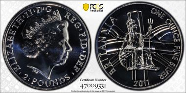 2011 £2 S-BF14 Britannia Ag MS69