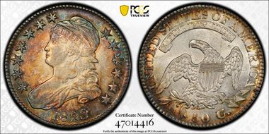 1823 50C Patched 3 AU58