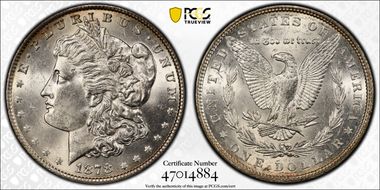 1878 7TF $1 Reverse of 1879 AU58