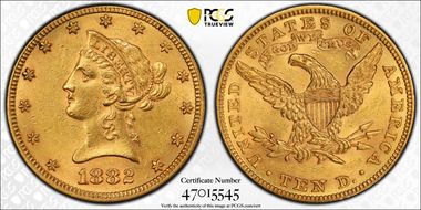1882 $10 AU58
