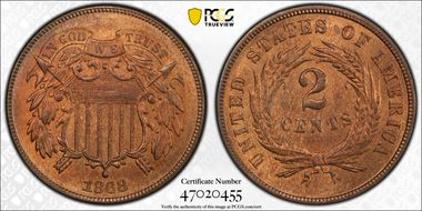 1868 2C MS65+ RB
