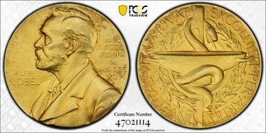 (1993)T10 Medal Alfred Nobel Medicine Gilt Ag Matte-Nominating Committee SP63