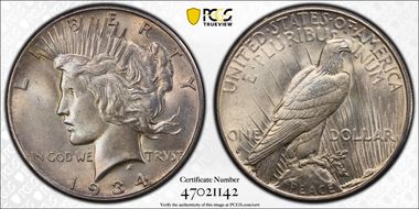 1934-S $1 AU58
