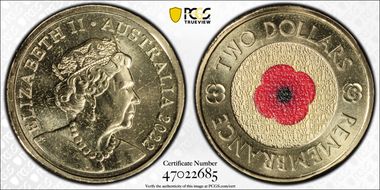 2022-C $2 Remembrance Day Colorized MS67