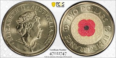 2022-C $2 Remembrance Day Colorized MS68