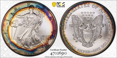 1999 $1 Silver Eagle MS68