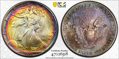 1990 $1 Silver Eagle MS65
