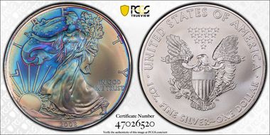 2008 $1 Silver Eagle MS67