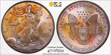 1999 $1 Silver Eagle MS65
