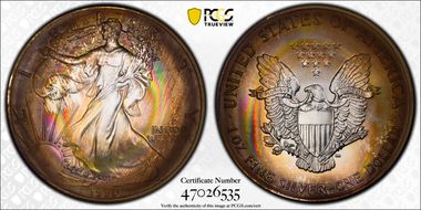 1990 $1 Silver Eagle MS66