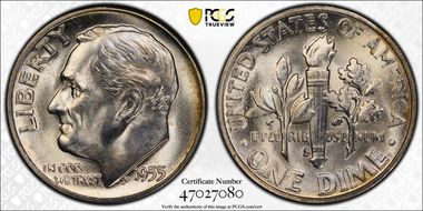 1955-S 10C MS65