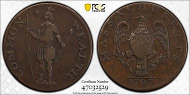 1787 1/2C Massachusetts, Ryder 1-D VF35BN