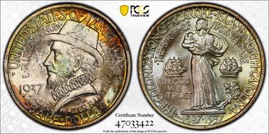 1937 50C Roanoke MS66+