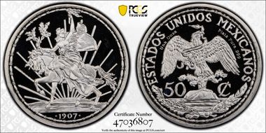 "1907" (2022) Medal Caballito Tribute 50C SP69