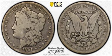 1891-CC $1 VAM 3, Spitting Eagle G6