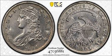 1834 50C O-109 Sm Date, Sm Letters N1