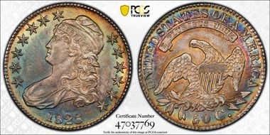1828 50C Square 2, Small 8s, Lg. Letters XF45