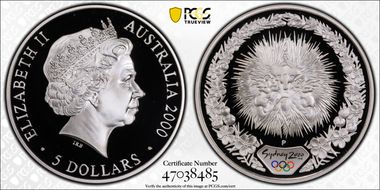 2000-P $5 Olympic - Echidna PR69DCAM