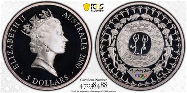 2000-P $5 Olympic - Dancers in circle PR69DCAM