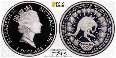 2000-P $5 Olympic - Kangaroo PR69DCAM