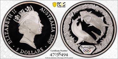 2000-C $5 Olympic - Sharks PR69DCAM