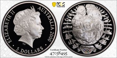 2000-P $5 Olympic - 9 Races PR67DCAM